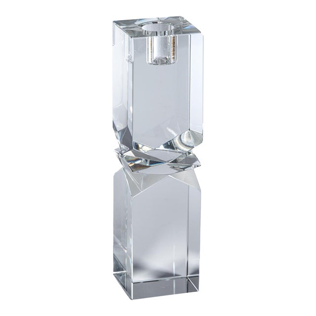 Verdun Artistry Crystal Glass Candlestick, Large, Plain Clear For Sale