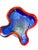 Glass Charming Hand-Blown Small Ruffled Blue Handkerchief Vase With Red Rim in the Style of Dave Chihuly For Sale - Image 7 of 14