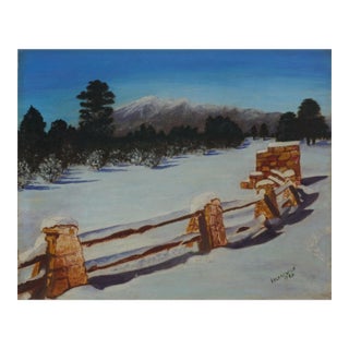 Mid Century Oil Painting, South Lake Tahoe in Winter by Kalakewich For Sale