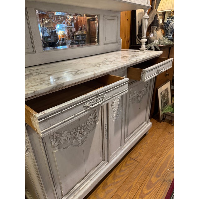 French Antique French Country Sideboard and Marble Countertop Top For Sale - Image 3 of 10