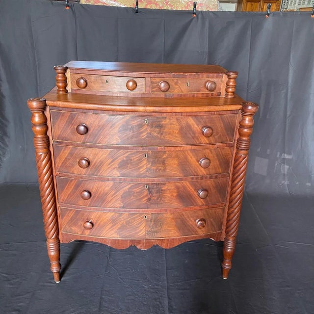 Brown Early 19th Century American Sheraton Bow Front Chest of Drawers For Sale - Image 8 of 12