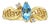 Marquise Blue Topaz Ring with Diamond Accents 14k Yellow Gold, Size 9 For Sale