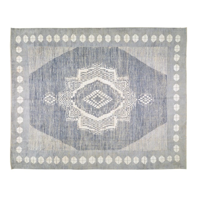 Early 21st Century Moroccan Hand Knotted Beni Ourain Rug With Soft Texture,12'7"X15'5" For Sale
