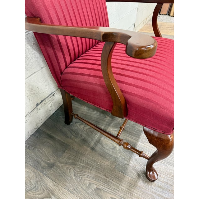 Late 20th Century Vintage 1995 Ethan Allen Queen Anne Wingback Lounge Chair With Ottoman For Sale - Image 5 of 18