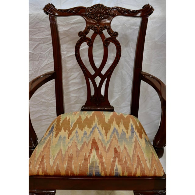 Late 20th Century Chippendale Hand Carved Mahogany Dining Chairs -Set of 8 For Sale - Image 4 of 7