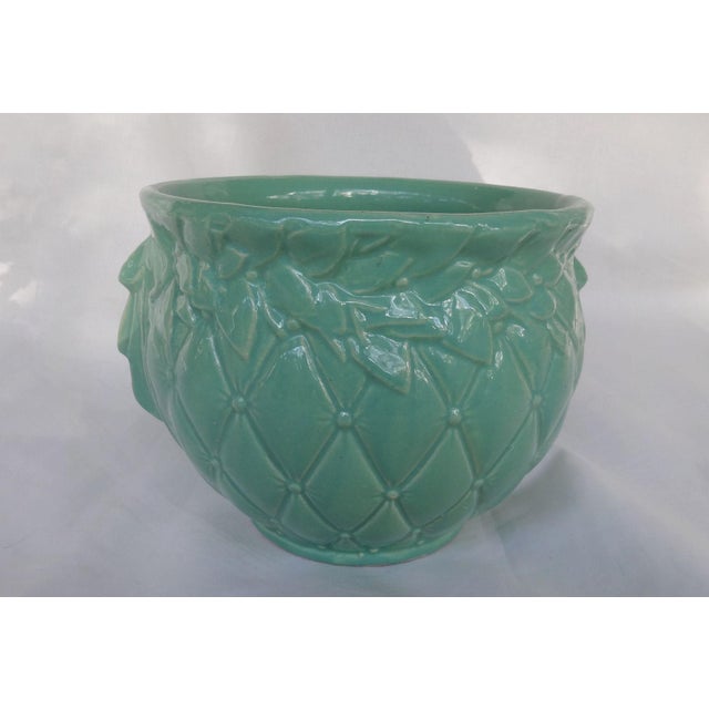 Mid-Century Modern Vintage McCoy Diamond Quilted Aqua Planter For Sale - Image 3 of 6