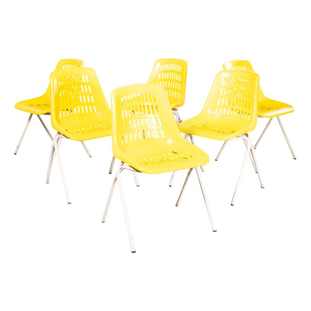 Italian Yellow Stacking Chairs, 1970s, Set of 6 For Sale
