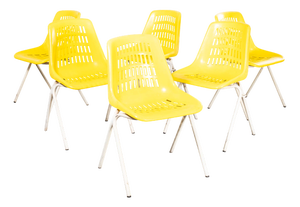 Italian Yellow Stacking Chairs, 1970s, Set of 6