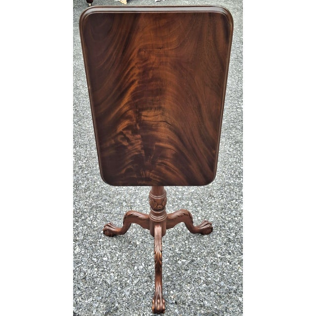 George III Style Crotch Mahogany Pedestal Tilt Top Side Table For Sale In Washington DC - Image 6 of 8