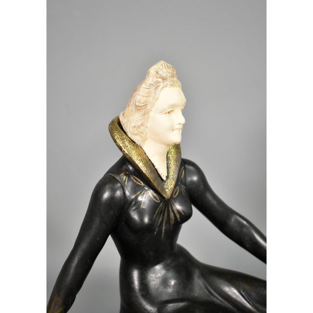Art Deco French Metal & Marble Sculpture by Salvatore Melani, 1920s For Sale - Image 4 of 16