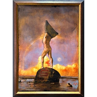 Daniel Maffia, Standing Male Nude at Sunrise, Oil Painting on Cardboard, Framed For Sale