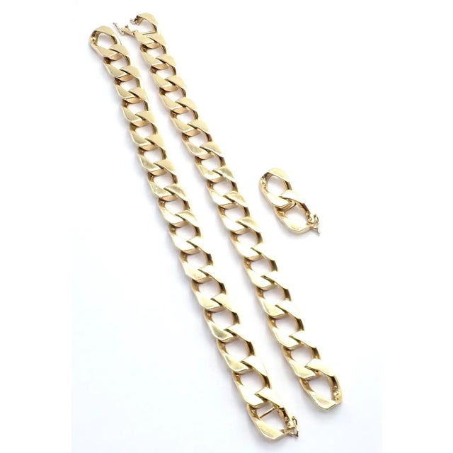 1980s Bvlgari Bulgari Diamond Set of Two Yellow Gold Link Bracelets Necklace For Sale - Image 10 of 12