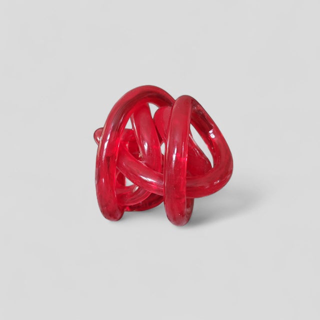 Contemporary Modern Red Art Glass Coiled Knot Sculpture For Sale - Image 3 of 5