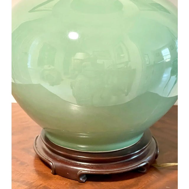 Grand Scale Celadon Vase Lamp For Sale - Image 12 of 12