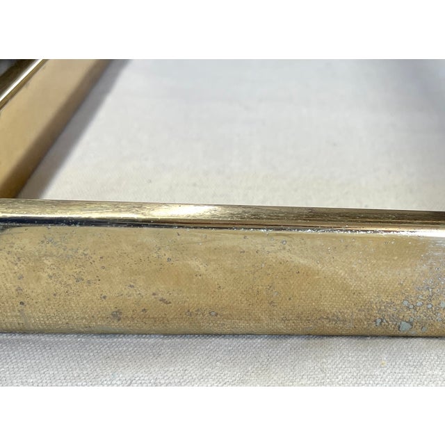 1970s A Vintage 70's Asian Style Brass Tone Bar Cart With Glass Shelves For Sale - Image 5 of 6