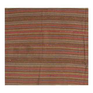 1950s Brown Multi Field Vintage Modern Stripe Geometric Turkish Kilim Small Rug For Sale