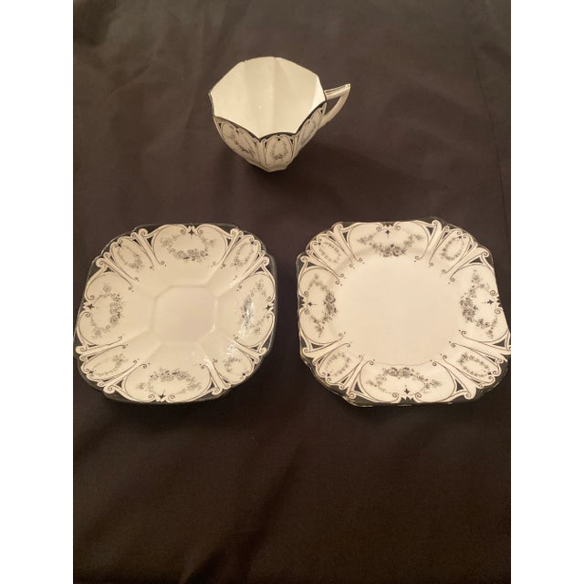 Ceramic Shelley Queen Anne “Garland of Flowers” Vintage Teacup, Saucer, and Plate- 3 Pieces. For Sale - Image 7 of 12