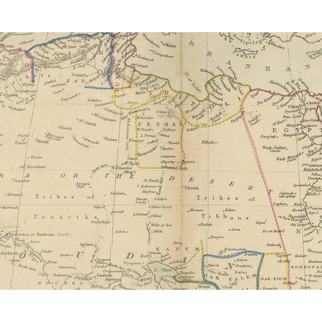 Antique Map of Africa with the Unexplored Interior and a Population Table, 1858 For Sale - Image 4 of 9