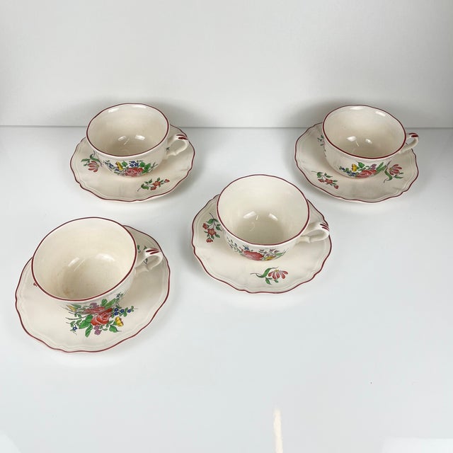 Mid-Century Modern Large Réverbère Cups with Saucers from KG Lunéville, 1980s, Set of 4 For Sale - Image 3 of 10