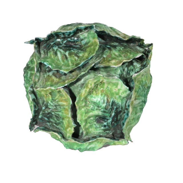 Garden Whimsy: Large Italian Ceramic Cabbage Tureen & Stand For Sale - Image 14 of 16