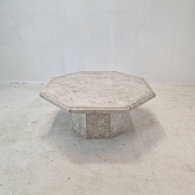 Stone Mactan Octagon Stone or Fossil Stone Coffee Table, 1980s For Sale - Image 7 of 16