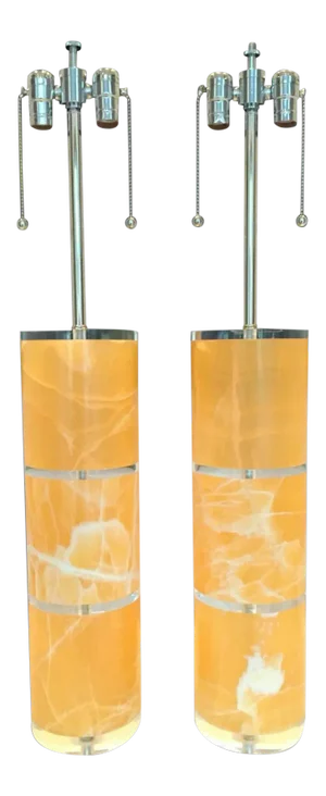 Calcite Stone Cylindrical Lamps Tangerine
