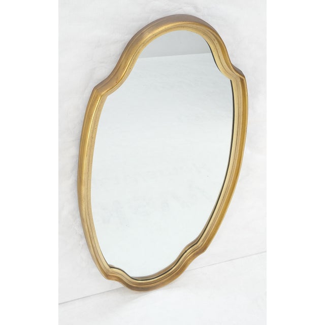 Gold Mid Century Shield Shape Large 22x44 Oval Gold Gilt Leaf Wall Mirror MINT For Sale - Image 8 of 8