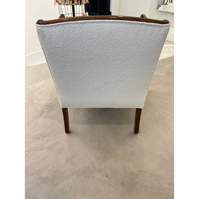 Antique Club Chair With Cream Boucle Upholstery For Sale - Image 9 of 10