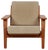 GE-290 Lounge Chair in Lacquered Nut Wood and Beige Fabric by Hans Wegner for Getama For Sale