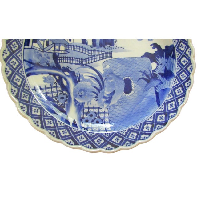 Asian Antique Antique 18th Century Japanese Arita Blue and White Charger, 19" Diameter For Sale - Image 3 of 7