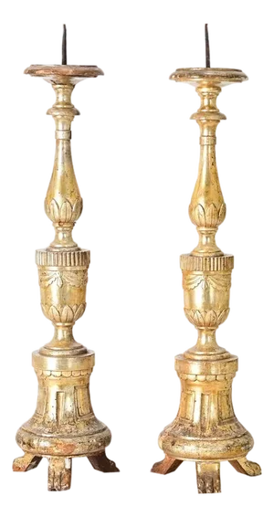French Pair of 18th Century Gilt Candlesticks