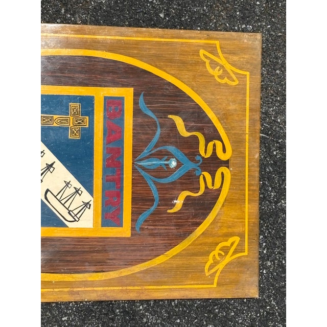 Late 20th Century Bantry - Original Artisan Painted City Crest / Seal Sign on Metal - Ireland For Sale - Image 6 of 9