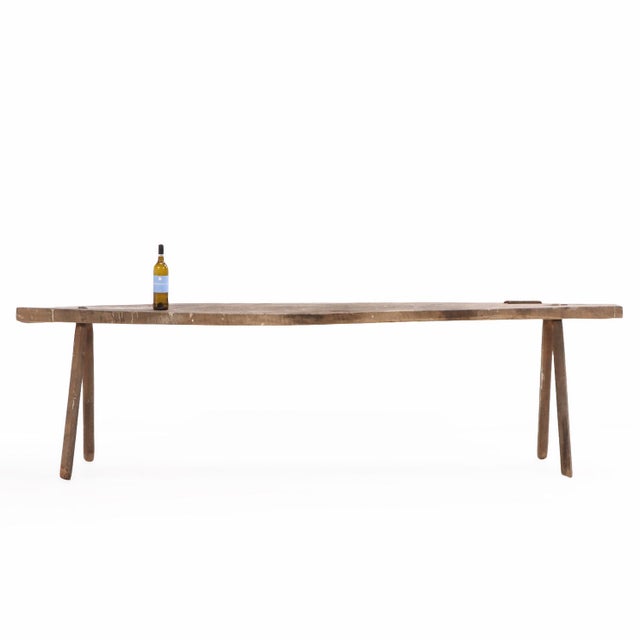 Early 20th Century Early 20th Century Primitive Workbench Table, Solid Wood – 113.5″ For Sale - Image 5 of 7