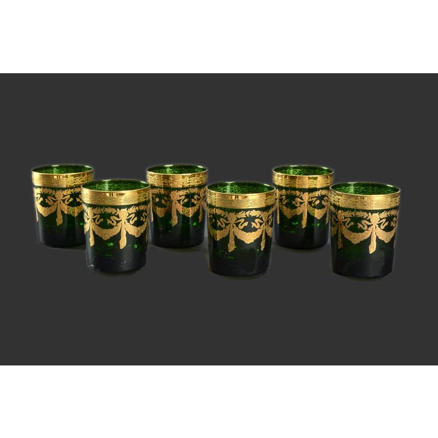 Mid-Century Modern Green Colored Glasses, 1940s, Set of 6 For Sale - Image 9 of 9