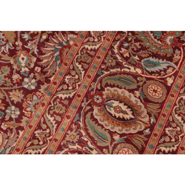 1990s Floral Pak-Persian Maroon/Green Wool Rug - 8'0'' X 10'1'' For Sale - Image 5 of 9
