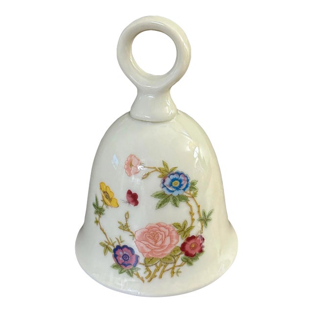 Vintage 1900s Floral & Butterfly Porcelain Bell For Sale