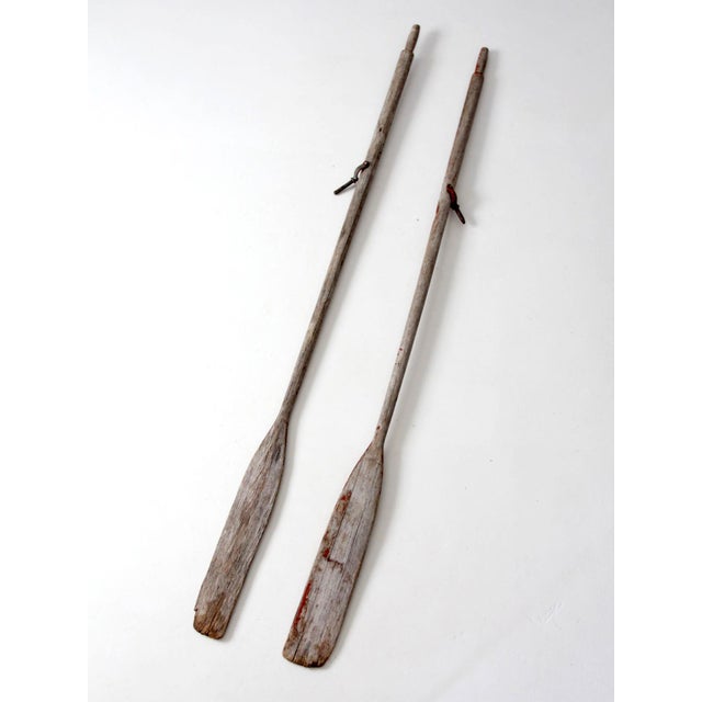Vintage Wooden Boat Oars Pair For Sale - Image 4 of 13