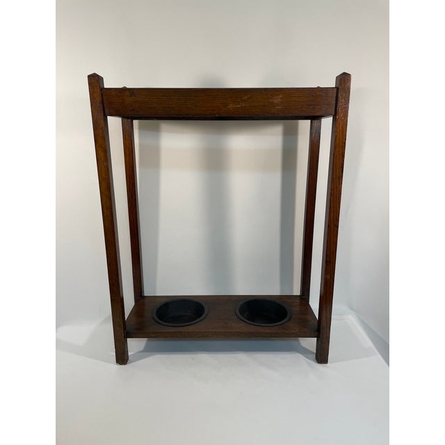 1920s 1920s Antique Mission Style Oak Umbrella Stick Stand For Sale - Image 5 of 17