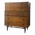Vintage Mid Century Modern Highboy Walnut Toned Dresser With Elements of Traditional Woodworking With 5 Drawer Storage in the Style of Drexel For Sale