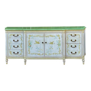 1960s Venetian Style Italian Sideboard / Credenza or Cabinet W/ Faux Marble Top For Sale