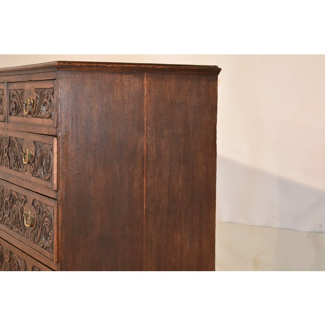 Late 18th Century English Oak Carved Chest of Drawers For Sale - Image 13 of 14