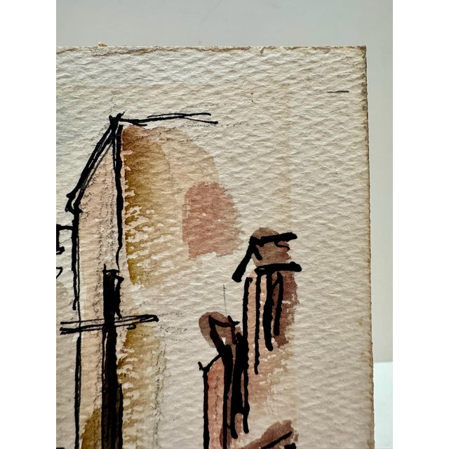 Rustic Henry Emil Salloch Original Watercolor on Paper Quebec, Lower Town. 1957. For Sale - Image 3 of 7
