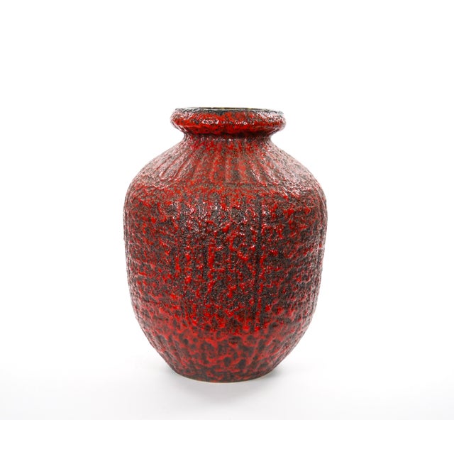 Mid-Century Modern Mid-20th Century West German Large Fat Lava Decorative Vase For Sale - Image 3 of 11