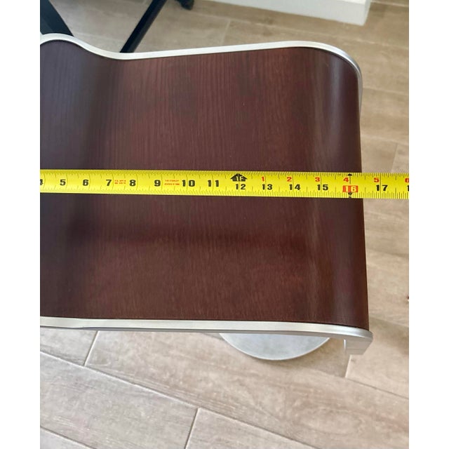 2010s Attributed to LaPalma Lem Piston Bar or Counter Stool Dark Stained Oak and Stainless Steel (2 Available) For Sale - Image 5 of 5