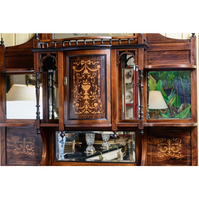 Traditional Antique Edwardian Cabinet With Inlay and Mirrors For Sale - Image 3 of 8