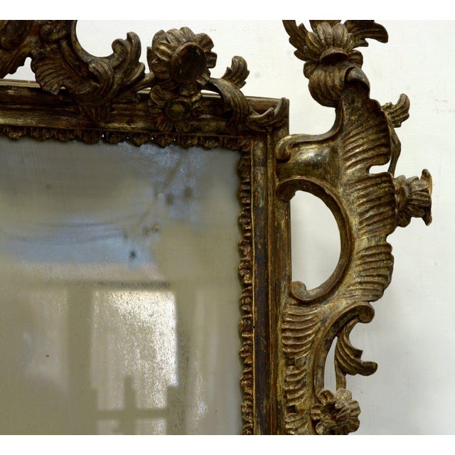 Antique Neapolitan Louis XV Giltwood Mirror with Mercury Glass, 19th Century For Sale - Image 6 of 10