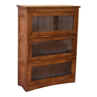 Crafters and Weavers Mission Craftsman Style Oak Barrister Bookcase - 3 Stack - Michael's Cherry For Sale