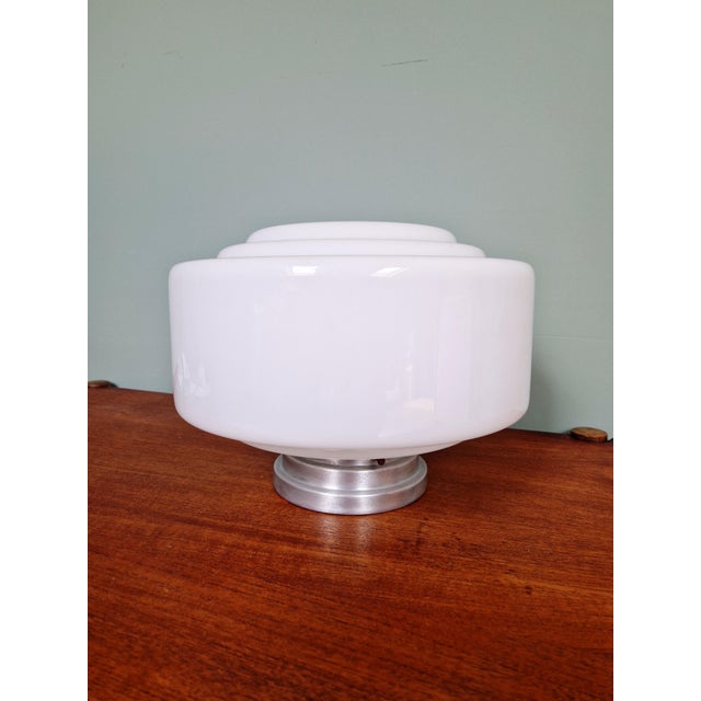Bauhaus Large Art Deco Phililite Series Ceiling Light in White Opaline Glass from Philips, 1930s For Sale - Image 3 of 14