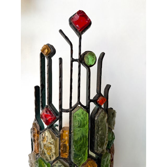 Hammered Glass Wrought Iron Sconces by Longobard, Italy, 1970s, Set of 3 For Sale - Image 13 of 14
