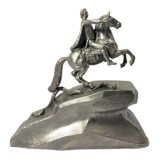 1970s Cast Aluminum Replica of Étienne Maurice Falconet's Peter the Great Horseman Statue For Sale